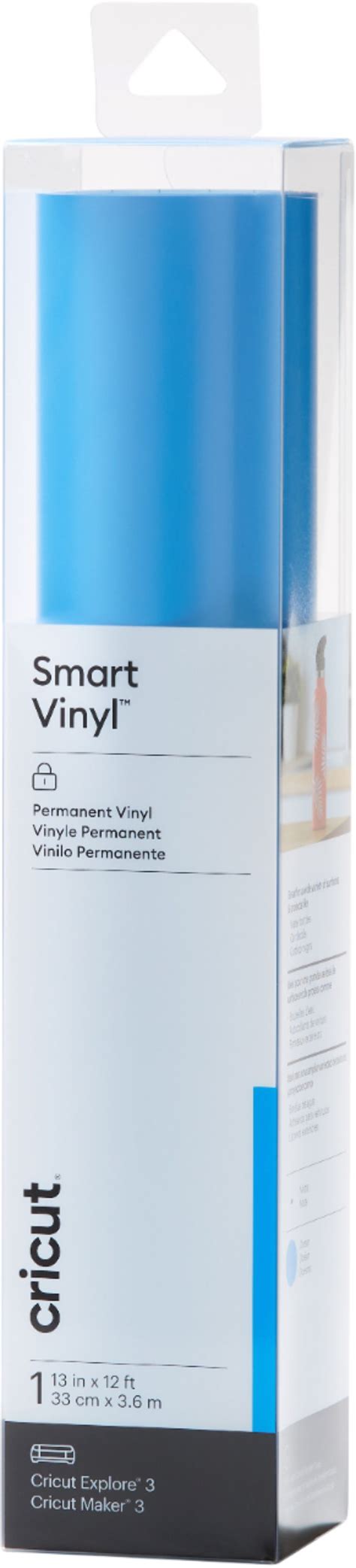 2009326 - Cricut Smart Vinyl Permanent Ocean 120cm; 1 roll 5.5 in x 10 ft (13.9 cm x 3 m); Matte finish; Works without a cutting mat – just load & go!; Dishwasher friendly; Weather-resistant, ideal for outdoor projects; For Cricut Joy™